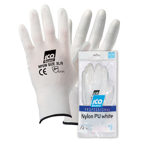 gloves professional pu white large